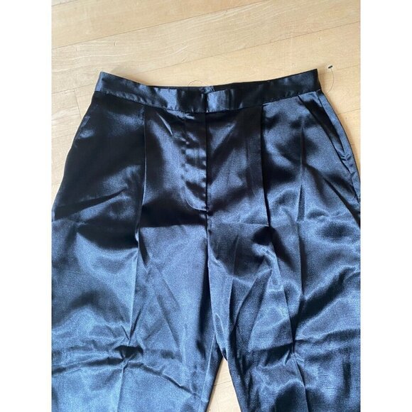 French Connection BNWT sz 10 pant "Adaline Satin Trousers" black women pleated - Picture 4 of 10
